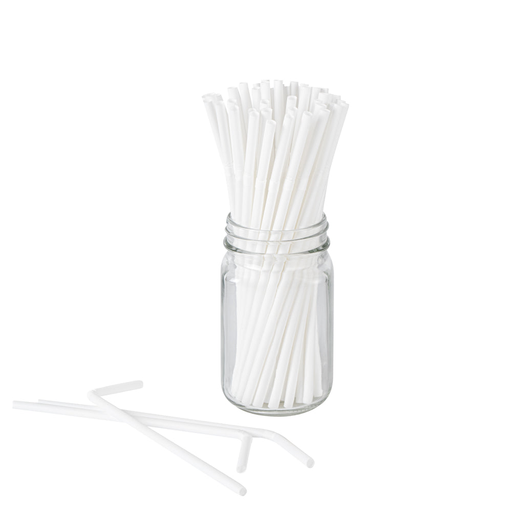 Basic Nature White PLA / PBAT Plastic Straw - Flexible, Compostable - 8 1/4" - 2000 count box