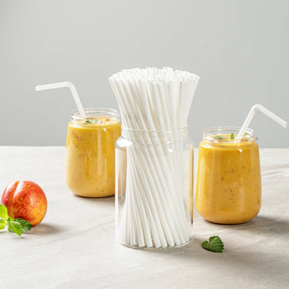 Basic Nature White PLA / PBAT Plastic Straw - Flexible, Compostable - 8 1/4" - 2000 count box