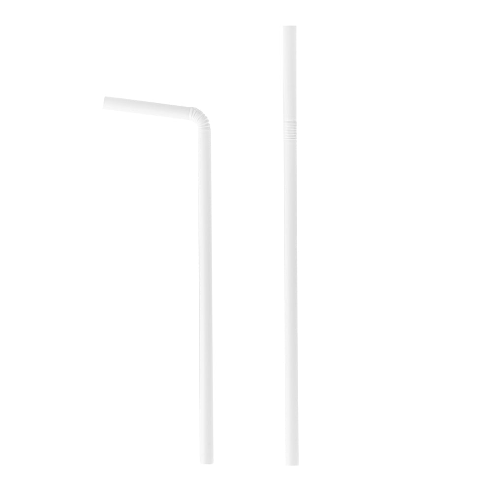 Basic Nature White PLA / PBAT Plastic Straw - Flexible, Compostable - 8 1/4" - 2000 count box
