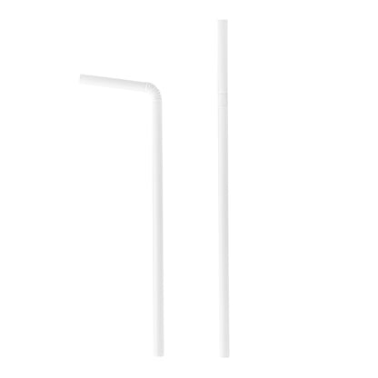 Basic Nature White PLA / PBAT Plastic Straw - Flexible, Compostable - 8 1/4" - 2000 count box