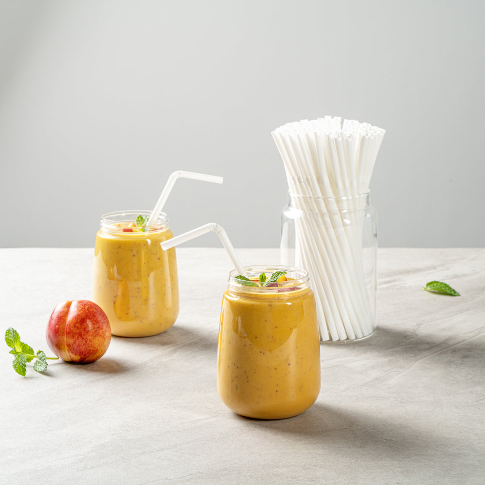 Basic Nature White PLA / PBAT Plastic Straw - Flexible, Compostable - 8 1/4" - 2000 count box