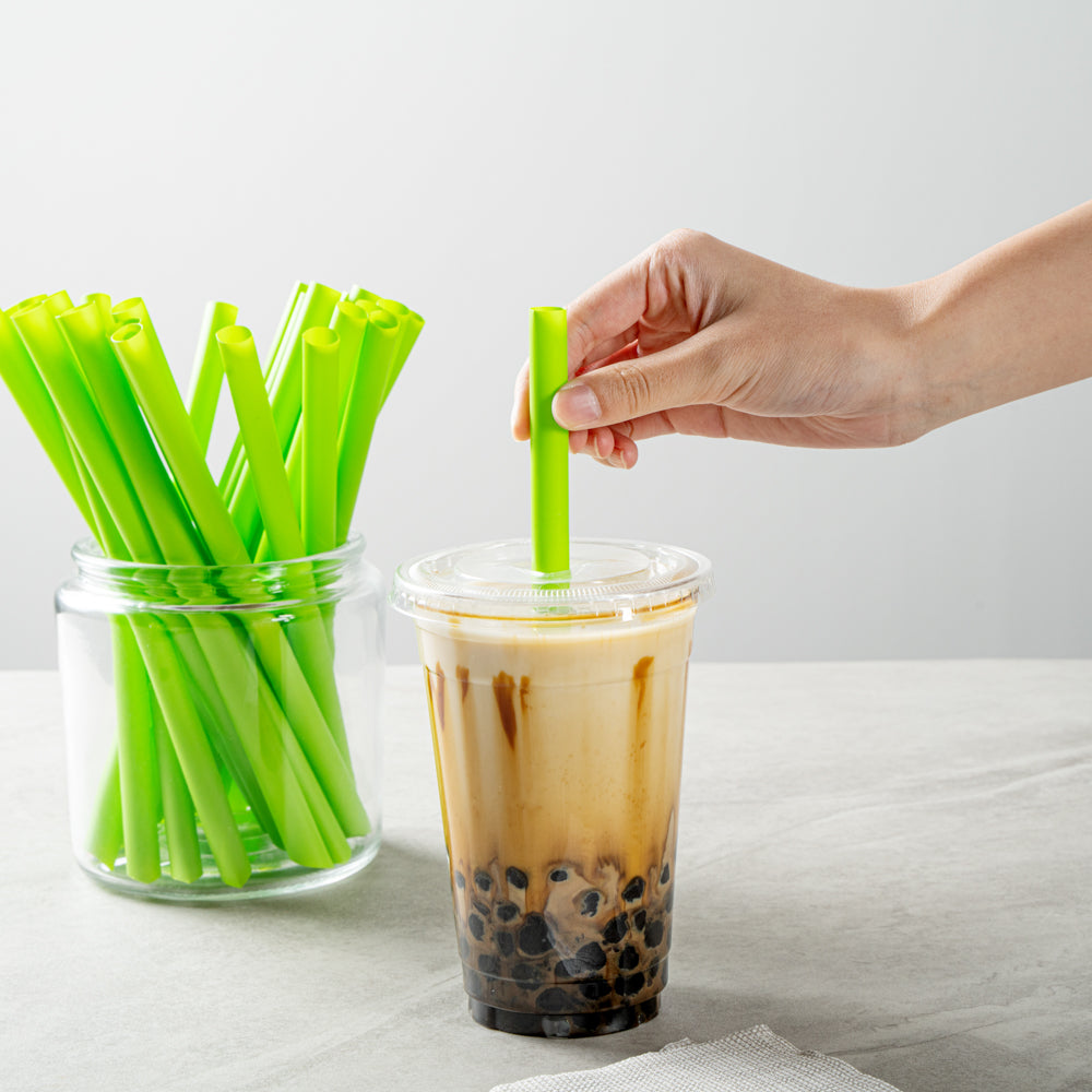 Basic Nature Green PLA / PBAT Plastic Boba Straw - Compostable - 9" - 100 count box