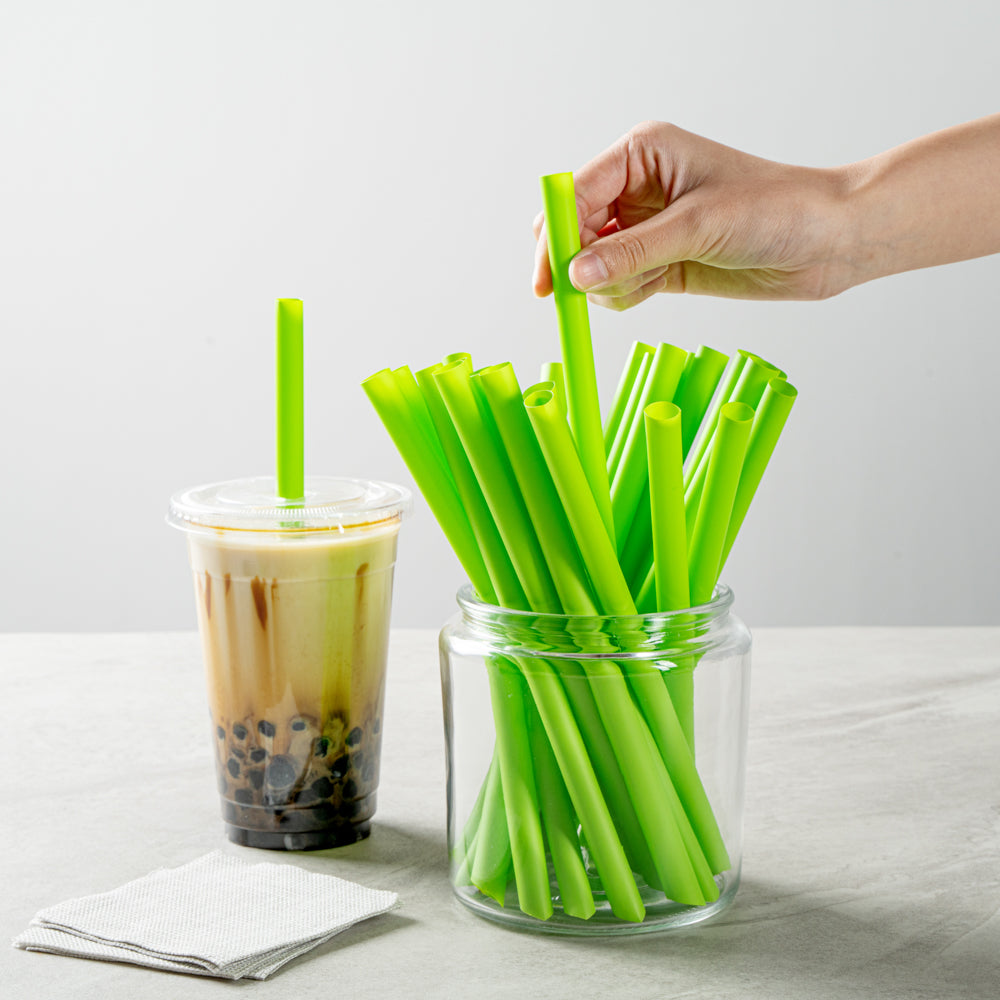 Basic Nature Green PLA / PBAT Plastic Boba Straw - Compostable - 9" - 100 count box