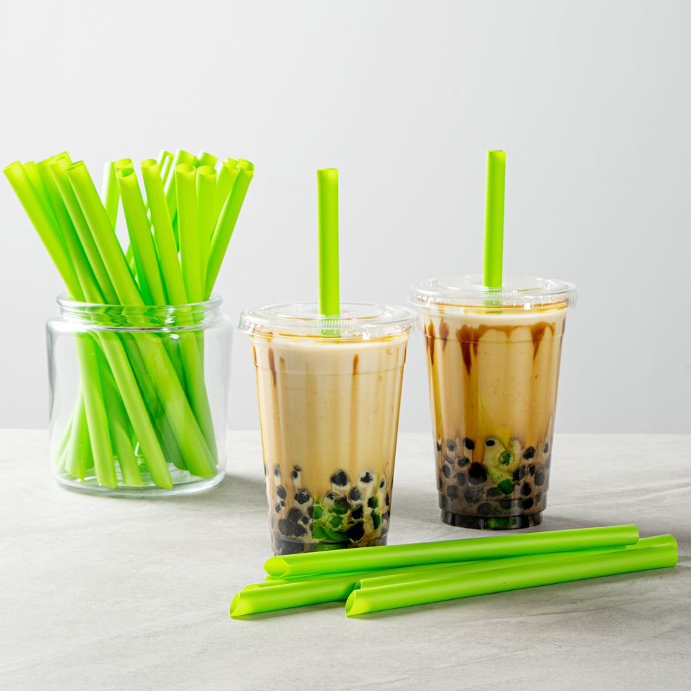 Basic Nature Green PLA / PBAT Plastic Boba Straw - Compostable - 9" - 100 count box
