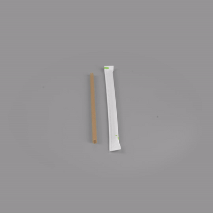 Basic Nature Brown PLA Plastic / Sugarcane Straw - Wrapped, Compostable - 8 1/4" - 2000 count box