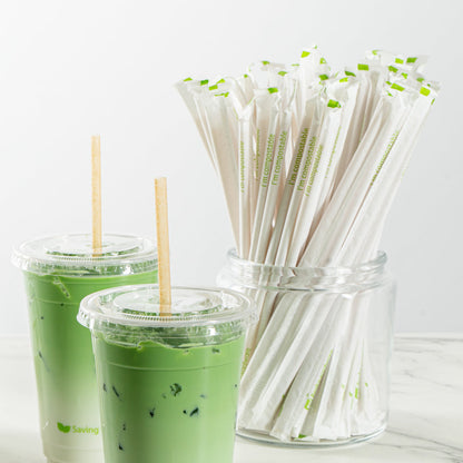 Basic Nature Brown PLA Plastic / Sugarcane Straw - Wrapped, Compostable - 8 1/4" - 2000 count box