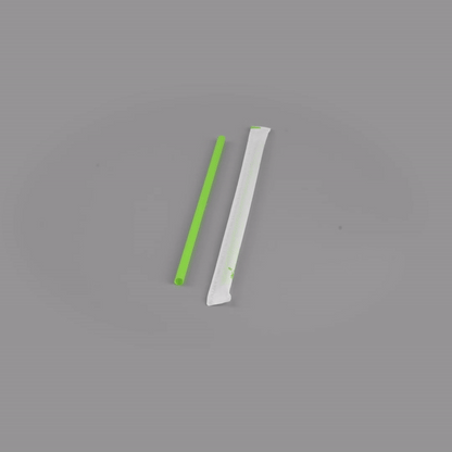 Basic Nature Green PLA / PBAT Plastic Straw - Wrapped, Compostable - 8 1/4" - 100 count box