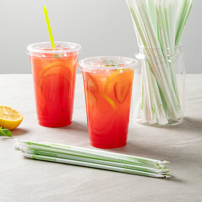 Basic Nature Green PLA / PBAT Plastic Straw - Wrapped, Compostable - 8 1/4" - 100 count box
