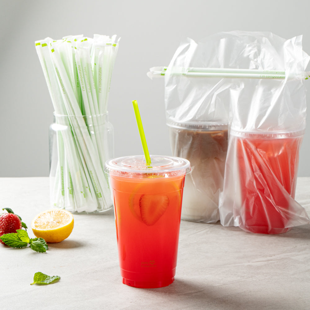 Basic Nature Green PLA / PBAT Plastic Straw - Wrapped, Compostable - 8 1/4" - 2000 count box