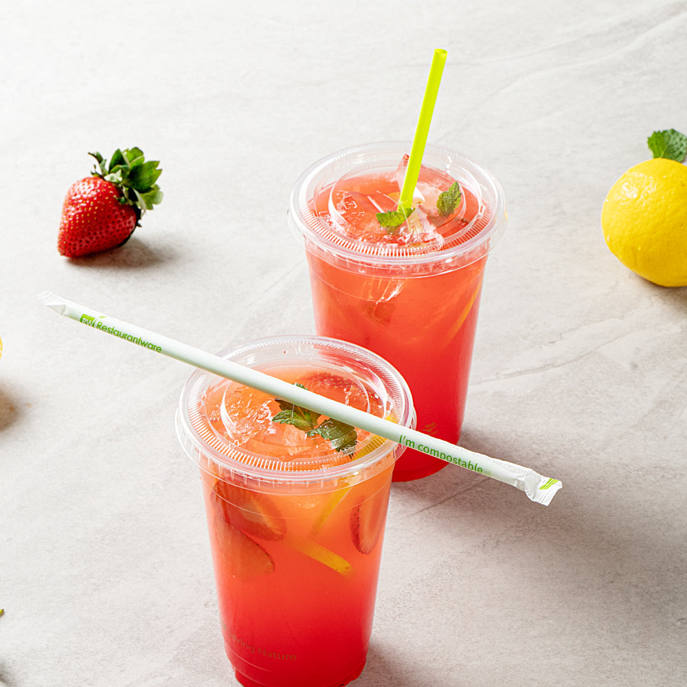 Basic Nature Green PLA / PBAT Plastic Straw - Wrapped, Compostable - 8 1/4" - 2000 count box
