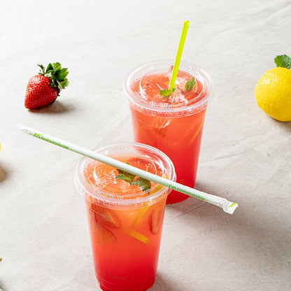 Basic Nature Green PLA / PBAT Plastic Straw - Wrapped, Compostable - 8 1/4" - 2000 count box