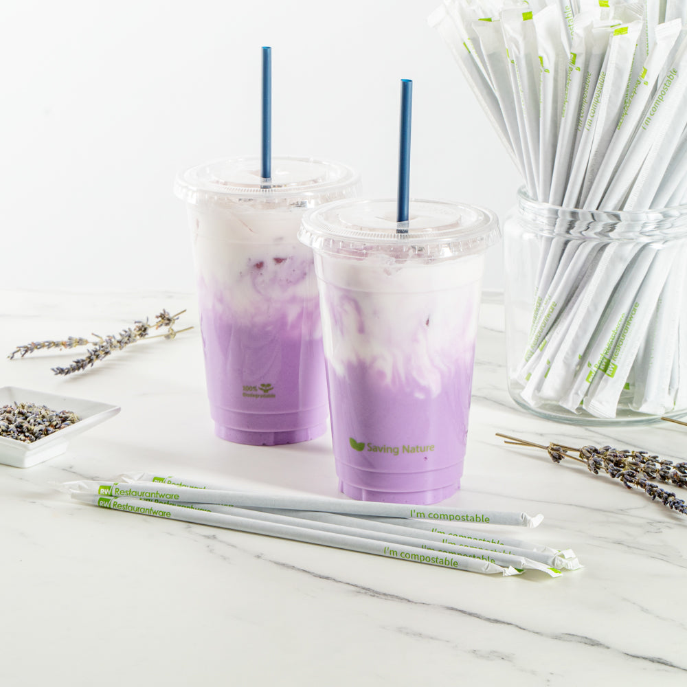 Basic Nature Midnight Blue PLA / PBAT Plastic Straw - Wrapped, Compostable - 8 1/4" - 100 count box