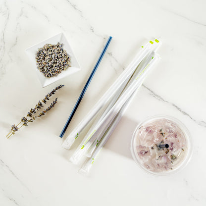 Basic Nature Midnight Blue PLA / PBAT Plastic Straw - Wrapped, Compostable - 8 1/4" - 100 count box