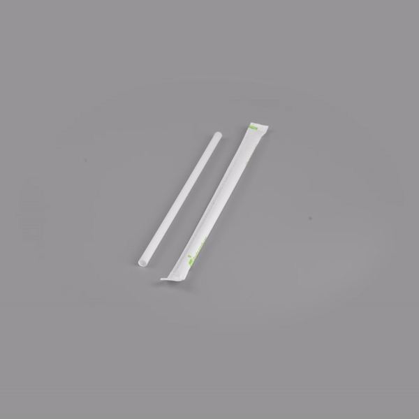 Basic Nature White PLA / PBAT Plastic Straw - Wrapped, Compostable - 8 1/4" - 100 count box