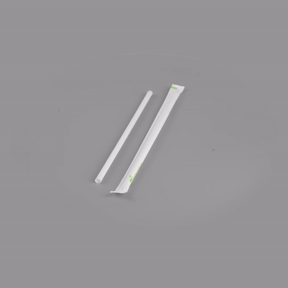 Basic Nature White PLA / PBAT Plastic Straw - Wrapped, Compostable - 8 1/4" - 100 count box