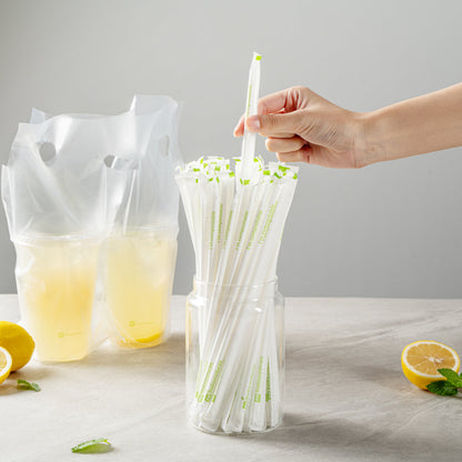 Basic Nature White PLA / PBAT Plastic Straw - Wrapped, Compostable - 8 1/4" - 100 count box