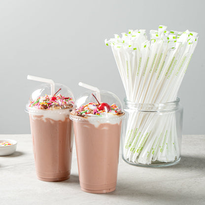 Basic Nature White PLA / PBAT Plastic Straw - Wrapped, Flexible, Compostable - 8 1/4" - 100 count box