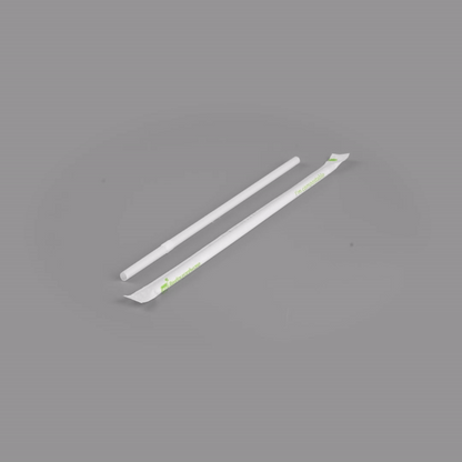 Basic Nature White PLA / PBAT Plastic Straw - Wrapped, Flexible, Compostable - 8 1/4" - 2000 count box