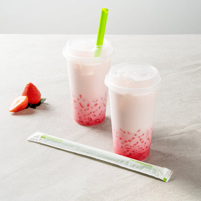 Basic Nature Green PLA / PBAT Plastic Boba Straw - Wrapped, Compostable - 9" - 100 count box