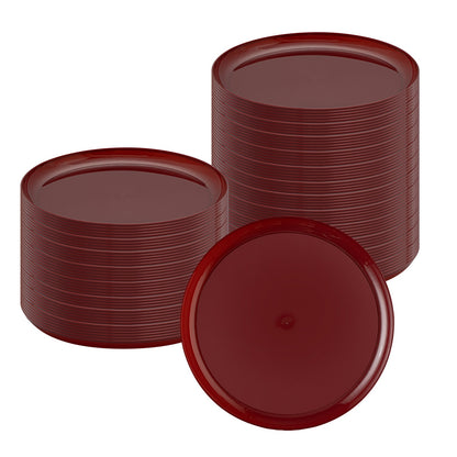 Moderna Round Burgundy Plastic Plate - 6 1/4" x 6 1/4" x 1/2" - 40 count box