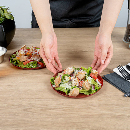 Moderna Round Burgundy Plastic Plate - 6 1/4" x 6 1/4" x 1/2" - 40 count box