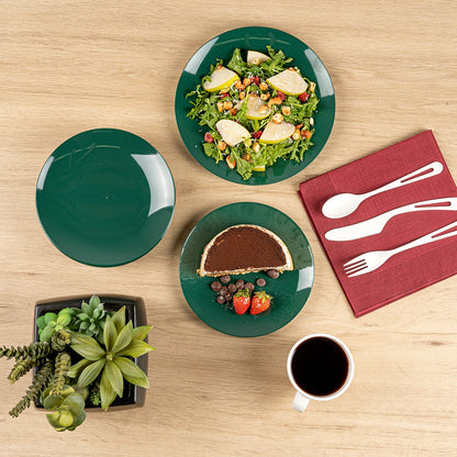 Moderna Round Forest Green Plastic Plate - 7 1/2" x 7 1/2" x 1/2" - 40 count box