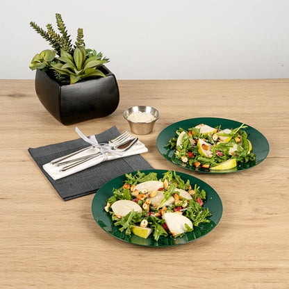 Moderna Round Forest Green Plastic Plate - 9" x 9" x 3/4" - 40 count box