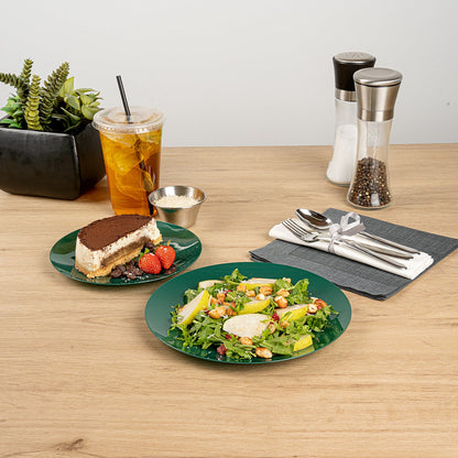 Moderna Round Forest Green Plastic Plate - 9" x 9" x 3/4" - 40 count box
