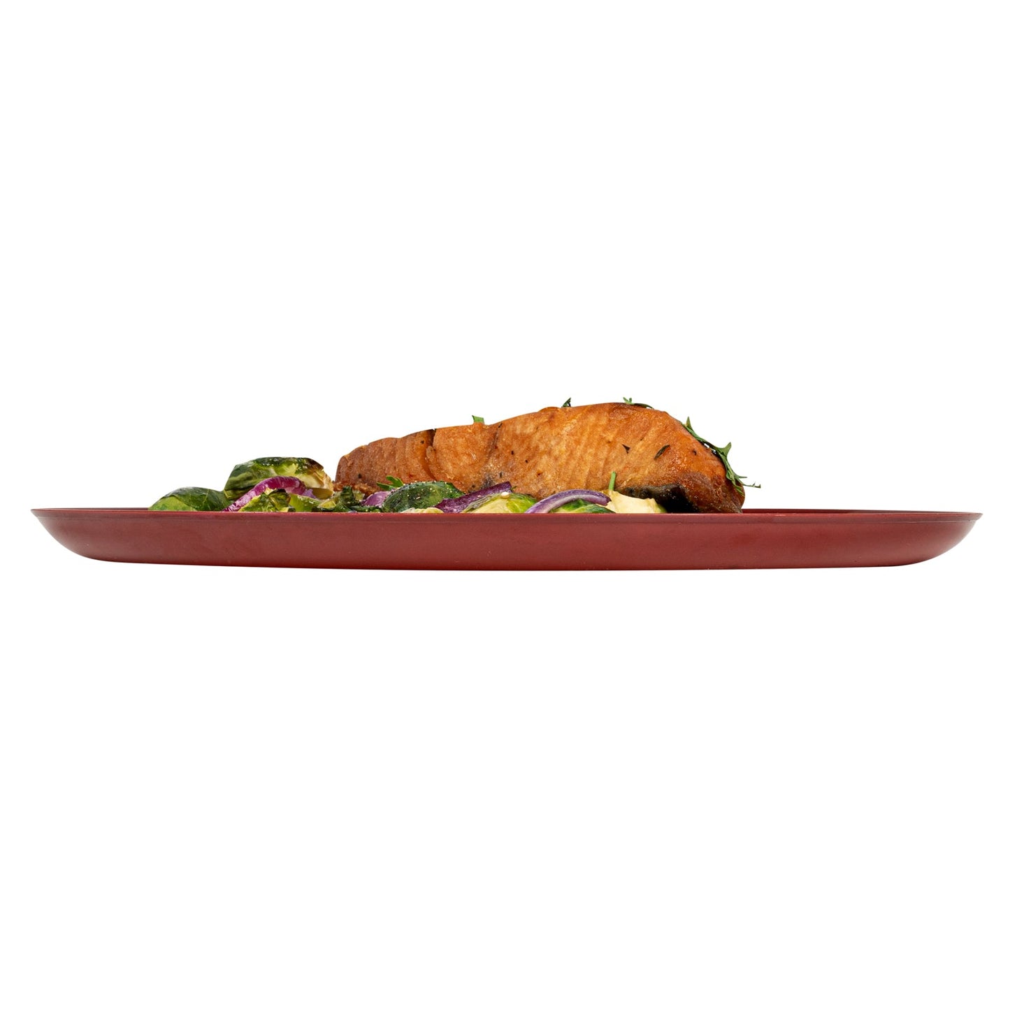 Moderna Round Burgundy Plastic Plate - 10 3/4" x 10 3/4" x 1/2" - 200 count box