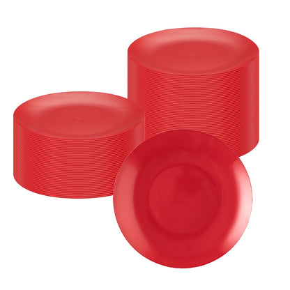 Moderna Round Red Plastic Plate - 10 1/4" x 10 1/4" x 3/4" - 40 count box