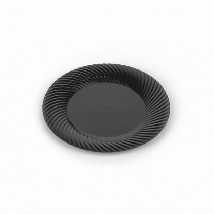 Moderna Round Black Plastic Wave Plate - 7" x 7" x 1/2" - 200 count box