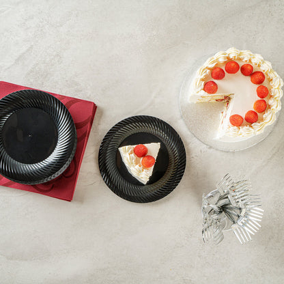 Moderna Round Black Plastic Wave Plate - 7" x 7" x 1/2" - 200 count box