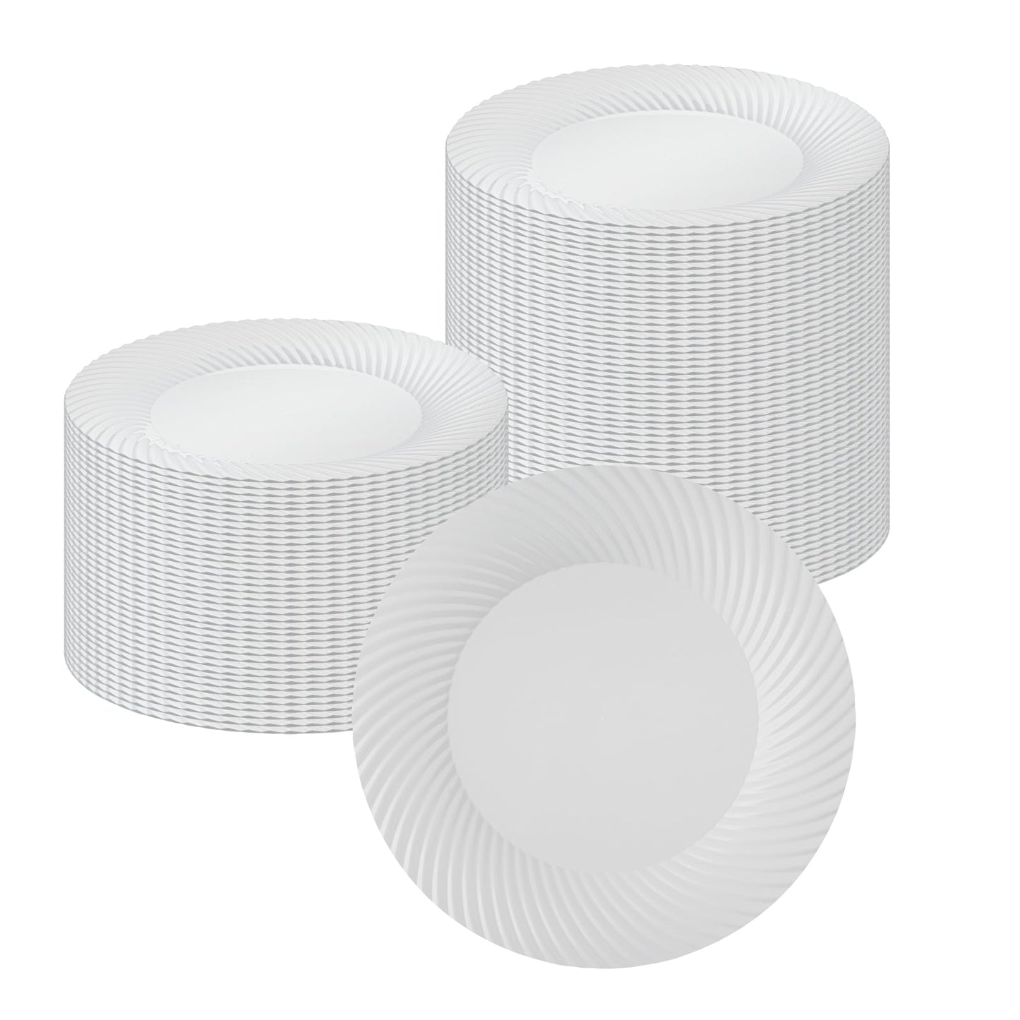 Moderna Round White Plastic Wave Plate - 7" x 7" x 1/2" - 40 count box