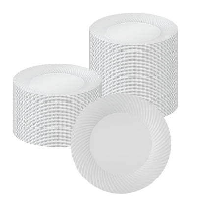 Moderna Round White Plastic Wave Plate - 7" x 7" x 1/2" - 40 count box
