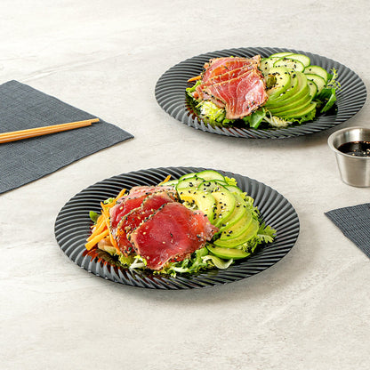 Moderna Round Black Plastic Wave Plate - 9" x 9" x 1/2" - 40 count box