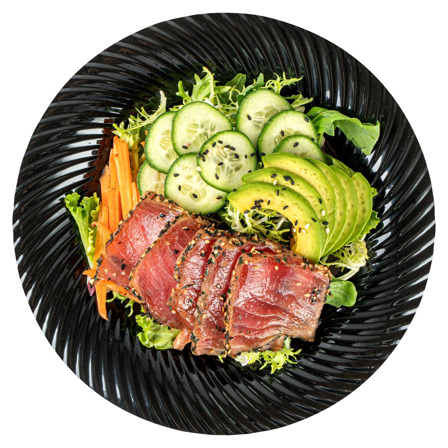 Moderna Round Black Plastic Wave Plate - 9" x 9" x 1/2" - 40 count box
