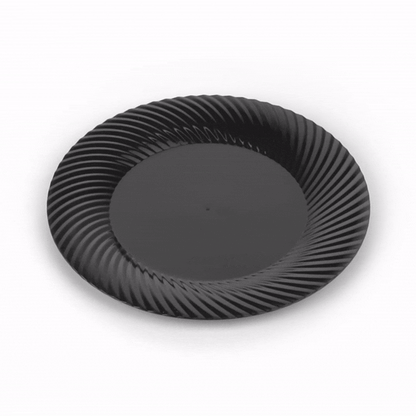 Moderna Round Black Plastic Wave Plate - 9" x 9" x 1/2" - 40 count box