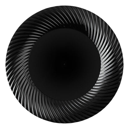 Moderna Round Black Plastic Wave Plate - 9" x 9" x 1/2" - 200 count box