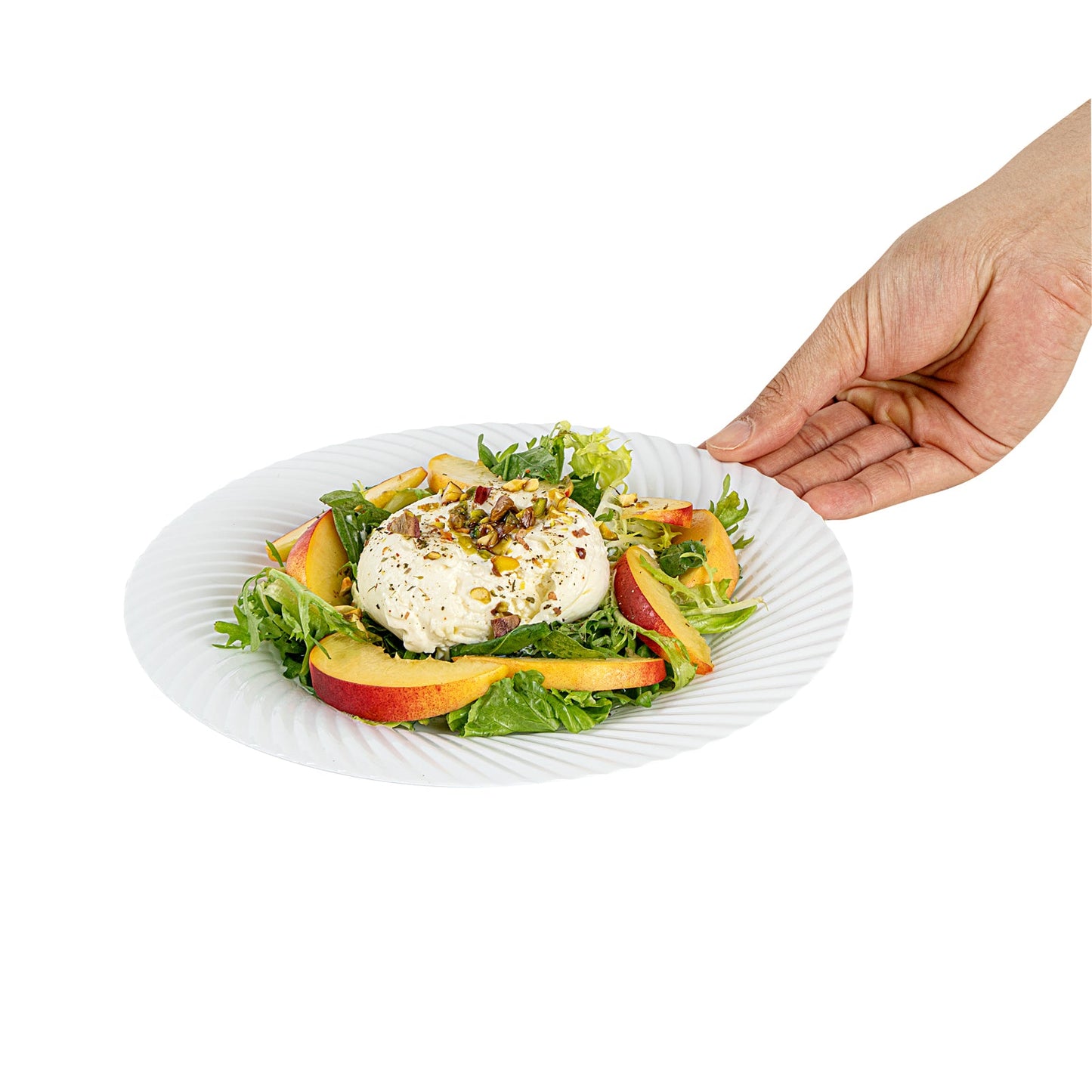 Moderna Round White Plastic Wave Plate - 9" x 9" x 1/2" - 40 count box