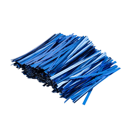 Bag Tek Blue Metallic Twist Tie / Bag Tie - 4" - 500 count box