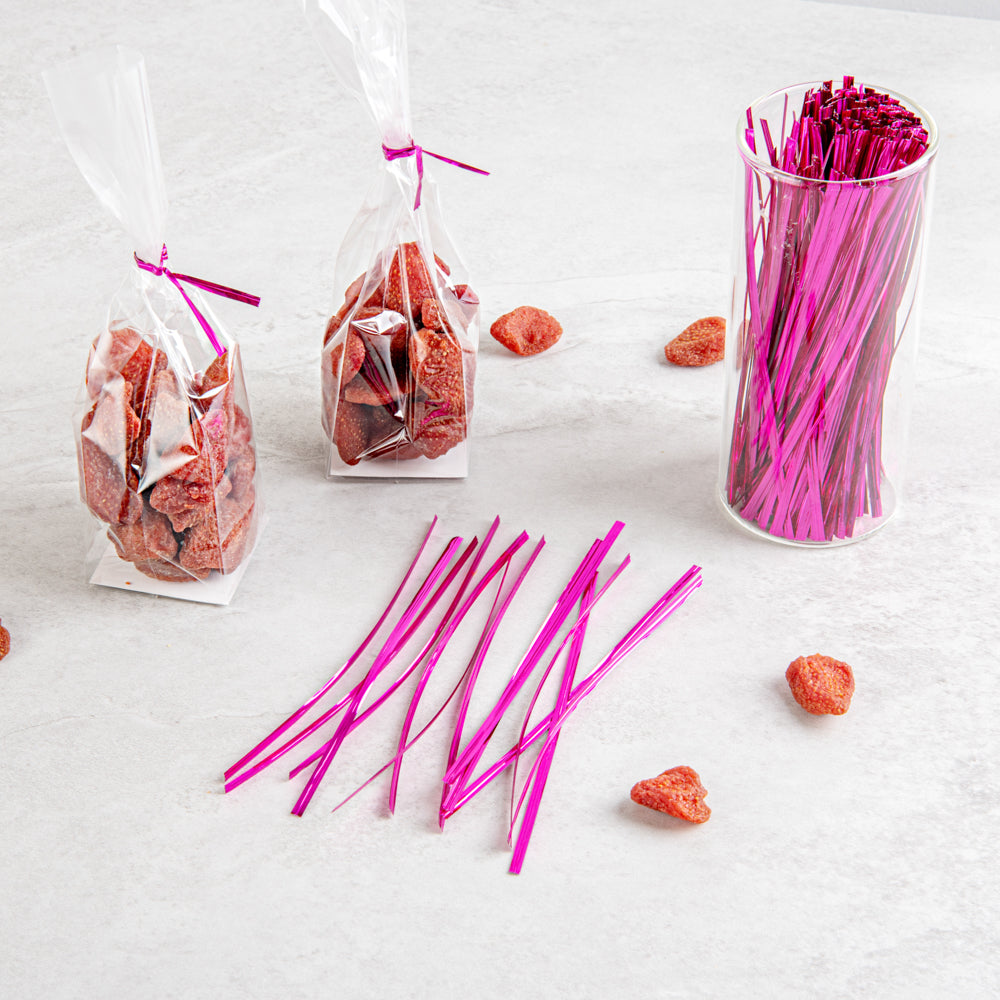 Bag Tek Pink Metallic Twist Tie / Bag Tie - 6" - 500 count box