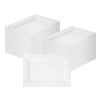 Moderna Rectangle White Plastic Plate - 7 1/2" x 5 1/4" x 1/2" - 10 count box