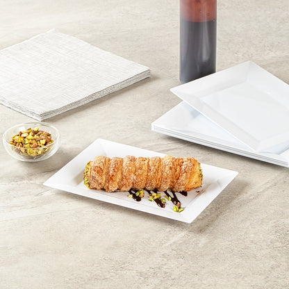 Moderna Rectangle White Plastic Plate - 7 1/2" x 5 1/4" x 1/2" - 10 count box