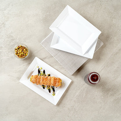 Moderna Rectangle White Plastic Plate - 7 1/2" x 5 1/4" x 1/2" - 10 count box
