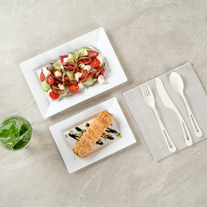 Moderna Rectangle White Plastic Plate - 7 1/2" x 5 1/4" x 1/2" - 10 count box