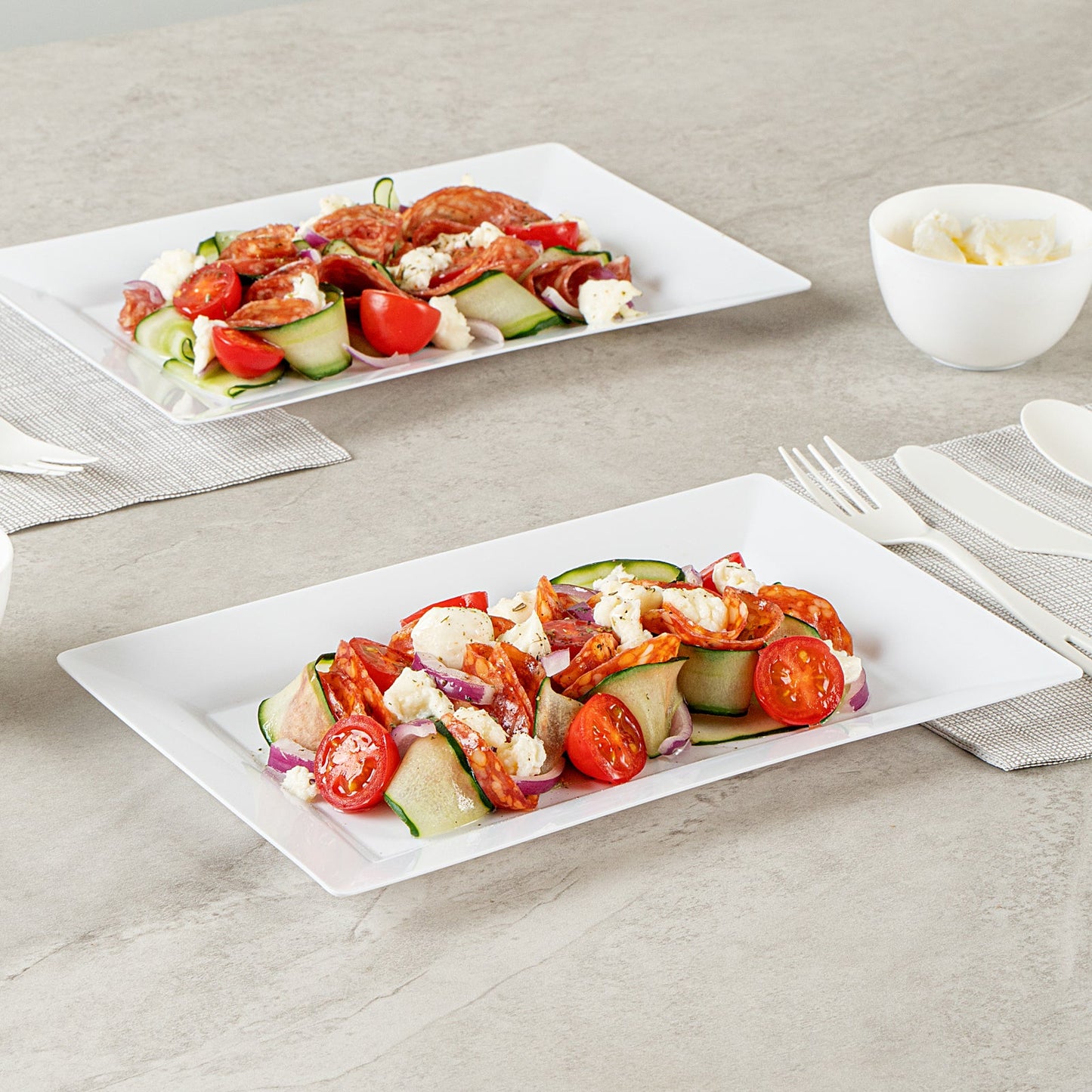 Moderna Rectangle White Plastic Plate - 9 1/2" x 6 1/4" x 1/2" - 100 count box