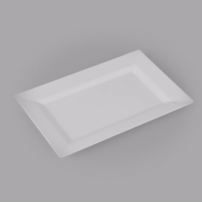 Moderna Rectangle White Plastic Plate - 9 1/2" x 6 1/4" x 1/2" - 100 count box