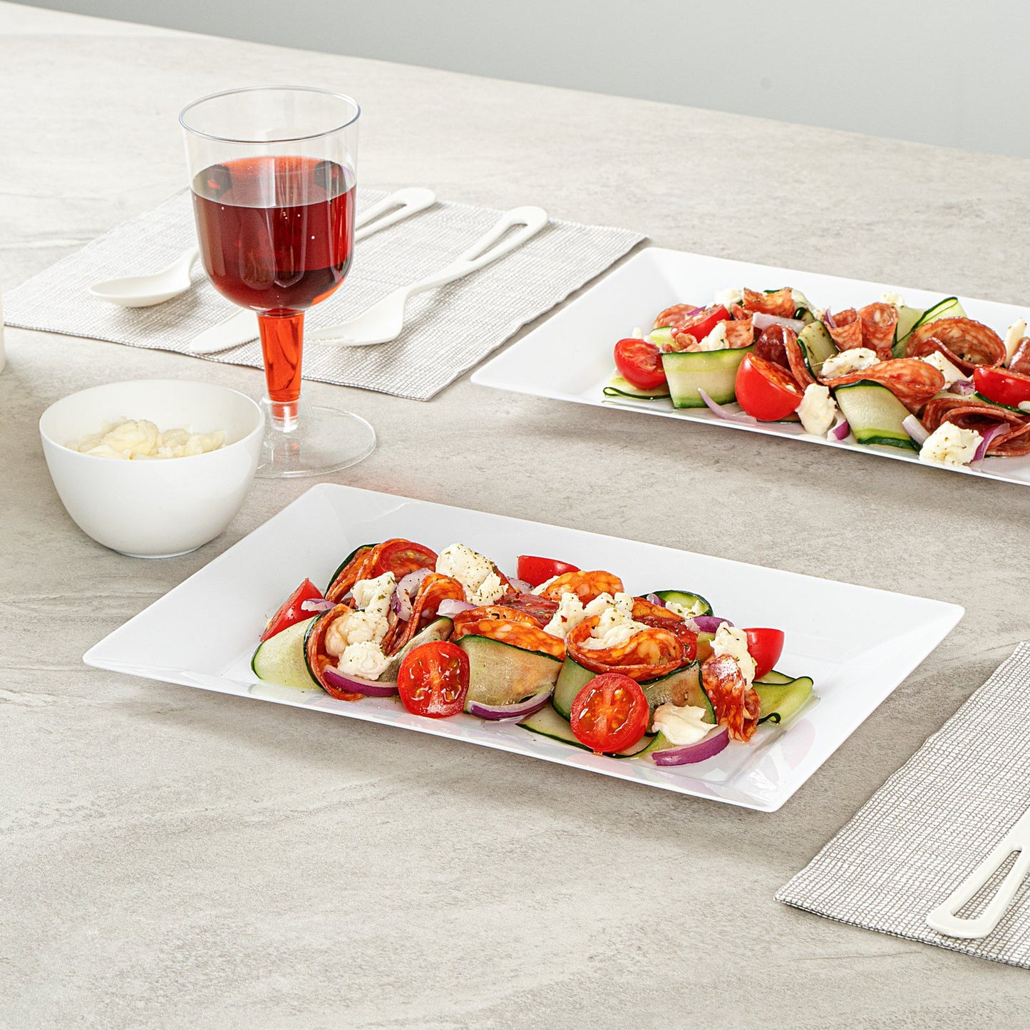 Moderna Rectangle White Plastic Plate - 9 1/2" x 6 1/4" x 1/2" - 100 count box
