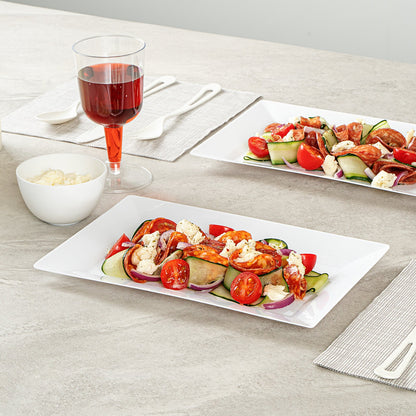 Moderna Rectangle White Plastic Plate - 9 1/2" x 6 1/4" x 1/2" - 100 count box