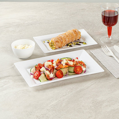 Moderna Rectangle White Plastic Plate - 9 1/2" x 6 1/4" x 1/2" - 100 count box